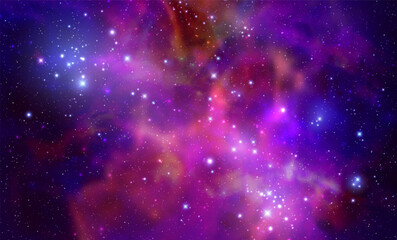 Wall Mural - space vector background with realistic nebula and shining stars. magic colorful galaxy with stardust