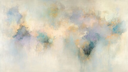Wall Mural - abstract, cloud-like shapes made from soft purple and blue hues, giving off a peaceful and dreamlike