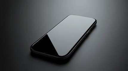 A black smartphone on a black background.