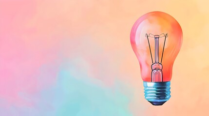 Poster - Conceptual of a watercolor lightbulb seamlessly blending into a smart grid symbolizing innovation in clean energy marketing with a soft dreamy bokeh effect