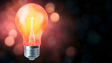 Conceptual image of a glowing light bulb in watercolor representing marketing innovation and alternative energy with dreamy bokeh fading into the background