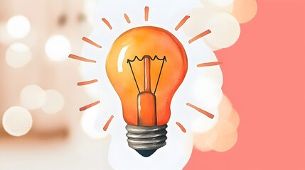Aufkleber - Watercolor light bulb symbolizing marketing genius creative alternative energy solutions surrounded by soft warm bokeh lights in an inviting conceptual scene
