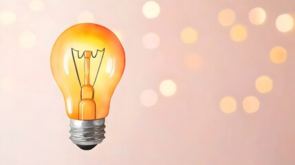 Aufkleber - Watercolor of a light bulb symbolizing creative marketing genius and innovative alternative energy solutions surrounded by a soft warm inviting bokeh of lights