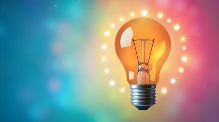 Aufkleber - Glowing abstract light bulb surrounded by a vibrant cosmic nebula background with bright swirling bokeh lights representing a breakthrough moment of creativity innovation and