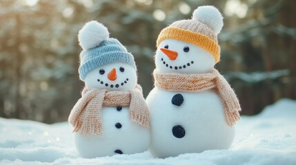 Cute snowman. Winter holiday theme.