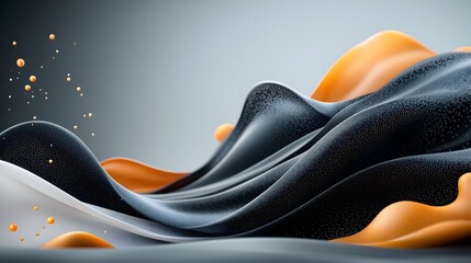 Poster - Gritty and Textured Black and Gray Abstract Wave with Subtle Orange and White Accents Creating a High Contrast Noisy Background Ideal for Posters Digital Art and Graphic Design