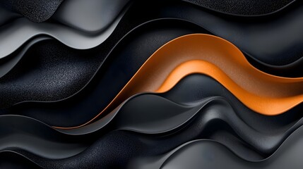 Striking abstract banner design featuring captivating textured waves of black gray and orange hues complemented by white noise patterns for a gritty modern aesthetic