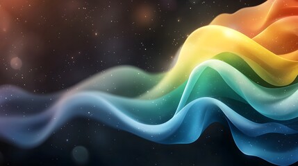 Leinwandbilder - Glowing geometric shapes and vibrant rainbow gradient colors blending together against a dark noisy textured background creating an abstract futuristic