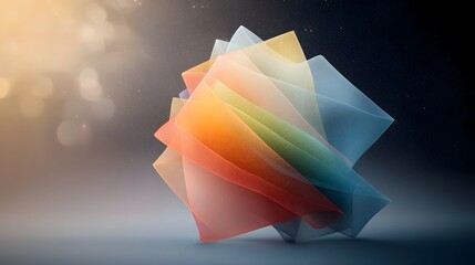 Poster - Radiant Abstract Geometric Composition on Grainy Gradient Background for Dynamic Cover Design  Vibrant rainbow colored shapes and patterns with dark noise textures create a captivating