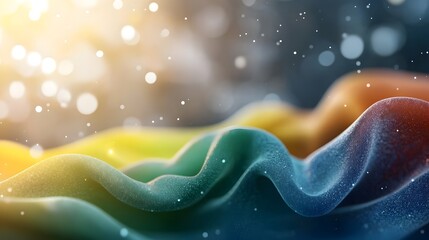 Fototapete - Captivating abstract design with glowing neon like rainbow colored shapes set against a dynamic noisy gradient background with yellow green and blue highlights  Ideal for use in colorful banner