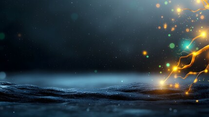 Fototapete - Visually striking abstract background featuring vibrant glowing shapes interwoven in a noisy textured gradient perfect for creating eye catching and modern digital banners web designs