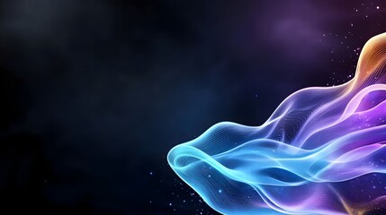 Leinwandbilder - Moody Dark Background with Purple and Blue Gradients Overlaid with Glowing Abstract Shapes and Grainy Noise Textures   Perfect for Modern Cover Designs Websites and Other Creative Projects