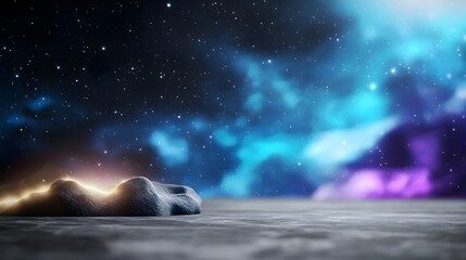 Leinwandbilder - Moody and Atmospheric Abstract Gradient Shapes with Glowing Highlights and Dark Textured Background Perfect for Modern Banner Cover or Graphic Design