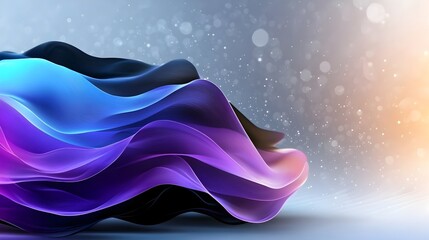 Leinwandbilder - Glowing abstract gradient shapes in vivid purple blue and black hues set against a grainy noise textured background perfect for futuristic and modern poster designs digital art