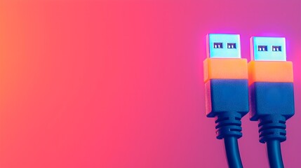 Leinwandbilder - Close up shot of RJ45 Ethernet cables glowing with vivid LED lights reflecting vibrant colors that highlight the advanced capabilities and cutting edge nature of contemporary network technology