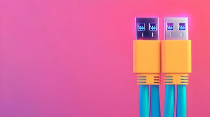 Leinwandbilder - Vibrant close up of multiple LED lit RJ45 Ethernet cables highlighting the sleek colorful design of modern data transmission and network connectivity technology
