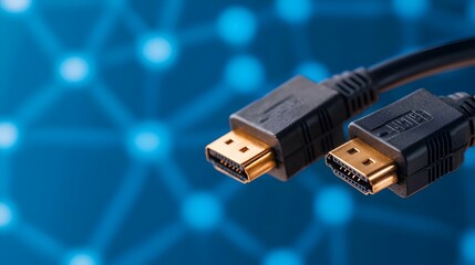 Leinwandbilder - Vibrant blue Ethernet cables illuminated against a sleek high tech digital backdrop showcasing the power and connectivity of modern communication networks