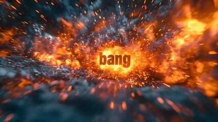 Fototapete - Dramatic 3D text explosion with bold colorful comic style bursts of energy and sharp motion lines creating an intense high impact visual effect