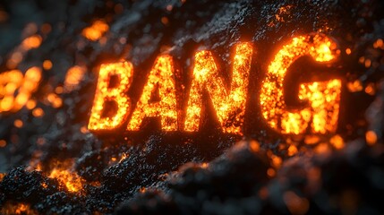 Fototapete - Explosive 3D text  Bang  in the middle of a dynamic fiery comic book style explosion with vibrant motion lines and bright dramatic colors creating an intense high energy action scene