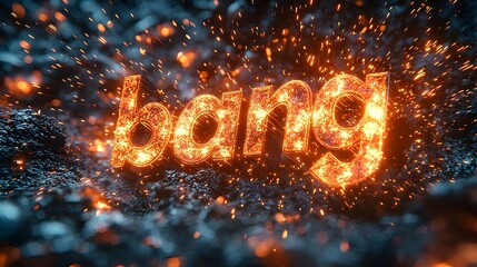 Fototapete - Vibrant and Energetic 3D Text Explosion with Bright Colors Explosive Motion Lines and Fiery Sparks Radiating Outward in a Bold Comic Style Graphic Design