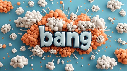 Fototapete - Explosive 3D comic book scene featuring bold bang text surrounded by dynamic fiery bursts vibrant action lines and a bright energetic comic style background