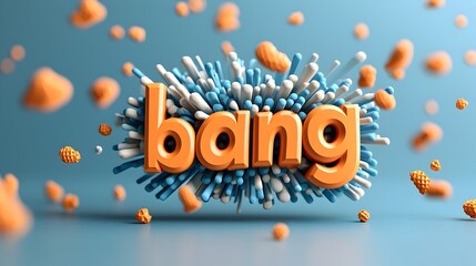 Fototapete - Explosive 3D Comic Book Style Text Bang with Vibrant Dynamic Backdrop Colorful Comic Scene with Action Packed Energy and Movement