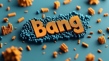 Fototapete - Dramatic 3D text in a bold comic book inspired explosion with vibrant dynamic lines and powerful energy  Colorful and action packed digital