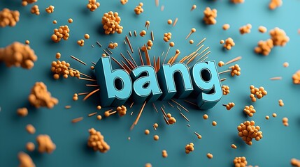 Fototapete - Striking 3D typography of the word BANG in a dynamic comic style explosion surrounded by vibrant colors and energetic action lines radiating from the powerful background
