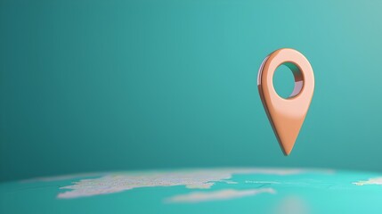 Aufkleber - Close up view of a glowing blue world map with a location marker representing advanced navigation positioning and geospatial technology in a sleek modern digital design