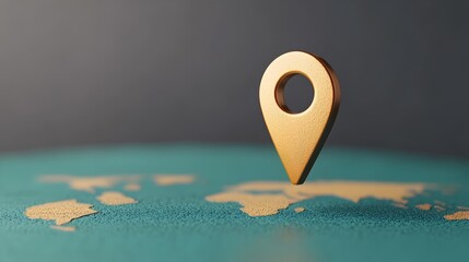 Leinwandbilder - Closeup view of a blue glowing world map with a navigation pin highlighting a specific location in a futuristic and modern digital design  Concept for and data visualization