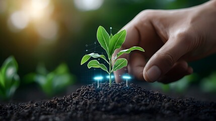 Aufkleber - Efficient and Sustainable Futuristic Precision Farming Illustrated with Corn Seedlings Leveraging Smart Technology and Data Analytics to Optimize Agricultural Productivity and Yield