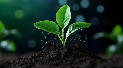 Aufkleber - Smart Farming Concept Featuring Corn Seedlings and Digital Infographics Highlighting the Power of Precision Agriculture Data and Analytics for Efficient and Sustainable Growth in the Agricultural
