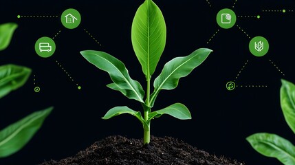 Aufkleber - Corn seedling growth showcased through smart farming infographics and digital elements
