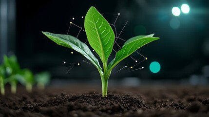 Aufkleber - Corn Seedlings Growth Highlighted by Smart Farming Infographics Showcasing Precision Agriculture Technology and Innovative Farming Methods for Enhanced Productivity and Sustainability