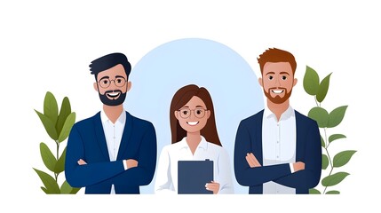Poster - Vibrant depicting a group of happy and satisfied business employees showcasing a positive and engaged workplace culture with concepts of professional success