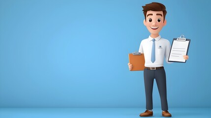 Poster - of a Businessman Marking Off Completed Tasks on a Checklist Clipboard Symbolizing Project Achievement and Deadline Success