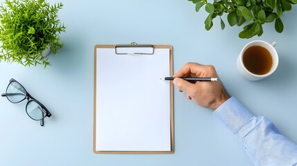 Leinwandbilder - of a clipboard with a completed checklist symbolizing successful task completion and project approval by a businessman  Represents achievement productivity and business success