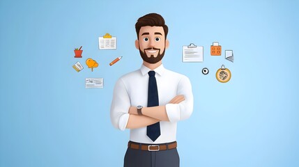 Leinwandbilder - of a businessman putting a tick on a finished task list representing the concept of checklist completion achievement approval and deadline success in a business or office setting