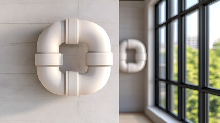 Fototapete - Detailed 3D architectural blueprint of a ventilation system illustrating the intricate ducts and air handling units with precise technical details in a clean minimalist design