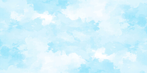Wall Mural - blue sky with clouds. light sky blue shades watercolor background. sky nature landscape background. 