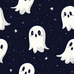 Cute ghost repetitive Halloween decoration pattern tile.