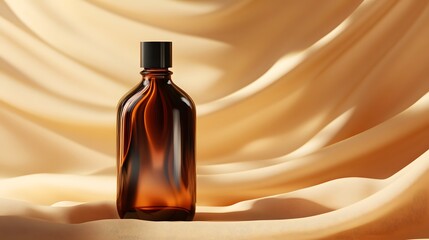 Blank mockup template of a product label on a glossy plastic bottle with smooth curves and soft lighting.