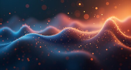 Wall Mural - a vibrant abstract background with swirling, glowing lines and particles in shades of blue and orang