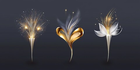 Wall Mural - elegant firework vector featuring shimmering gold and silver accents, perfect for adding a celebrato