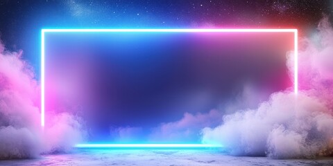 Wall Mural - thick, textured border with a glowing, neon background, adding a modern, high-energy feel to creativ