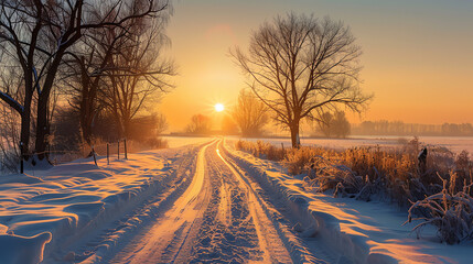 sunset in the winter