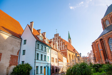 Wall Mural - Old street in old Riga. The city is capital of Latvia that is well known to be a very popular tourism destination in the Baltic region