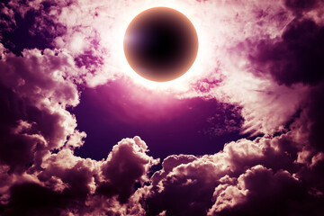 Wall Mural - eclipse and storm clouds