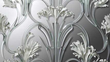 Poster - Elegant art nouveau floral pattern rendered in glass a stunning visual display of nature's beauty and artistic design