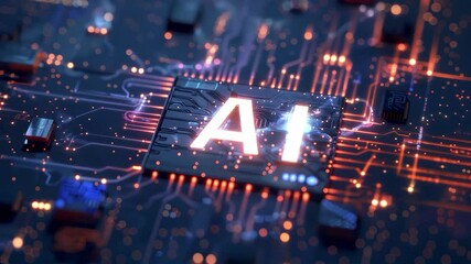Wall Mural - artificial intelligence in a computing system, innovation in ai machine learning, tech and electroni